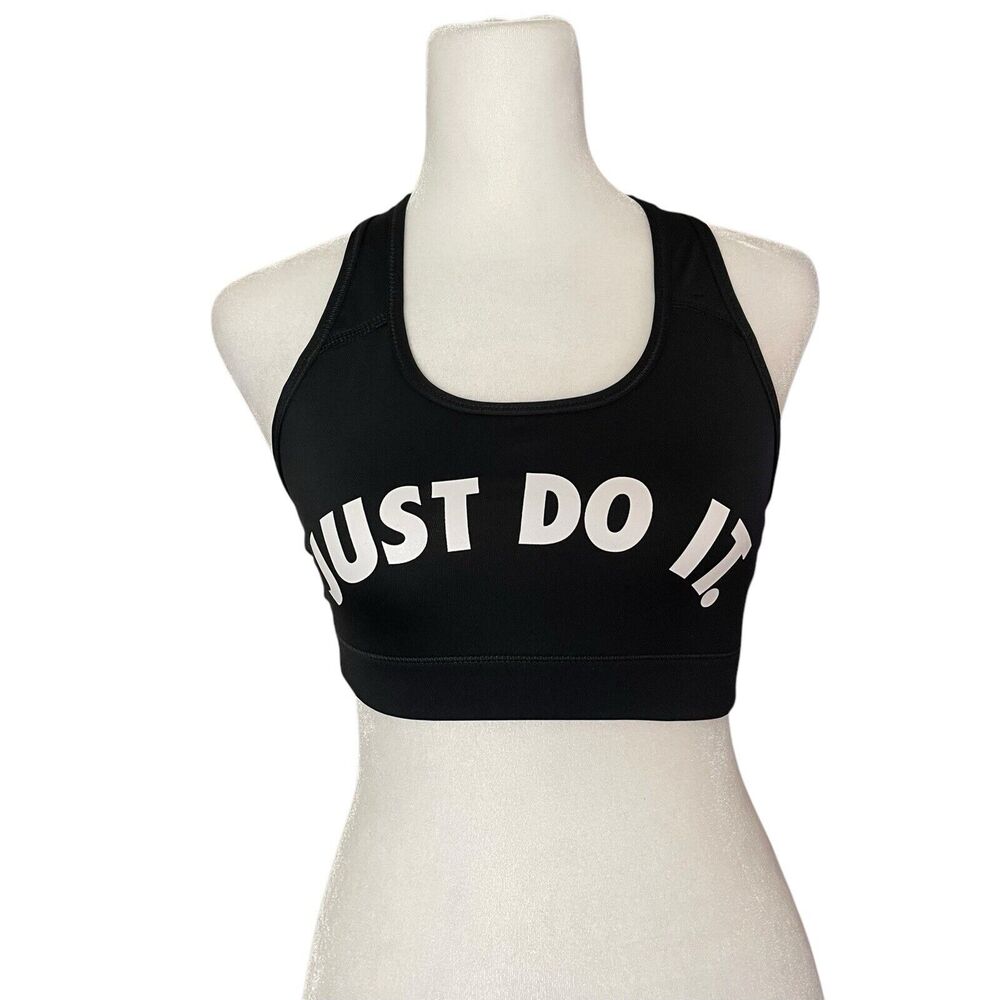 Nike Small Victory Compression Sports Bra Black Logo Straps Medium Impact